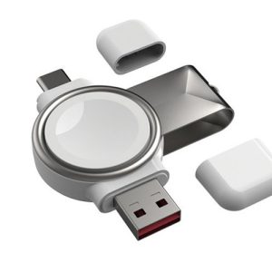 Carregador para Relógio Apple, Carregador de carro de viagem, Carregador magnético USB portátil sem fios, compatível com para Relógio Apple Série SE 6 5 4 3 2 1