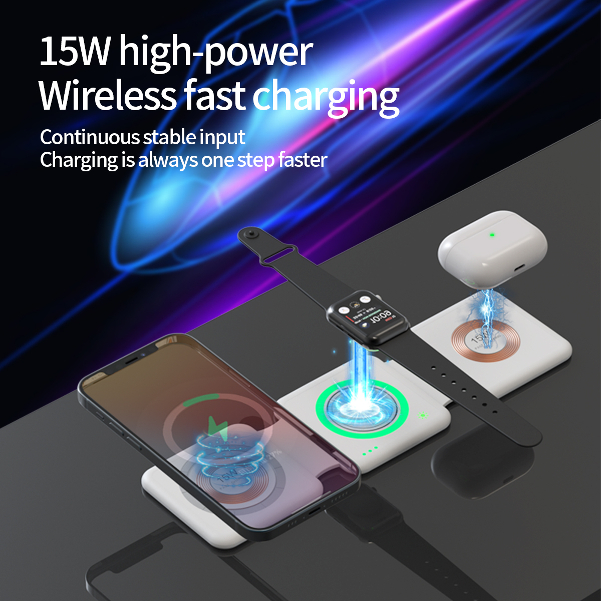 15W 3in1 Foldable Wireless Charger 15W 3in1 Foldable Wireless Charger
