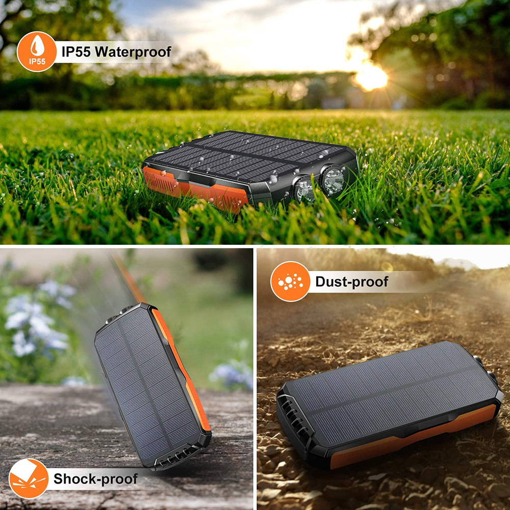 Waterproof Outdoor Solar Battery ROHS Power Bank Supplies 8000 10000mah 20000mah 26800mah 36000mah Solar Panel Portable Charger