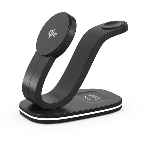 Qi2 15W wireless charger is suitable for three-in-one magnetic QI2 charger of Apple mobile phone cradle headset.