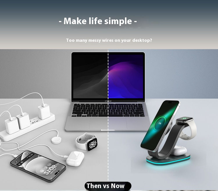 3 in 1 Wireless Charging Station for Qi2 Apple Multiple Devices