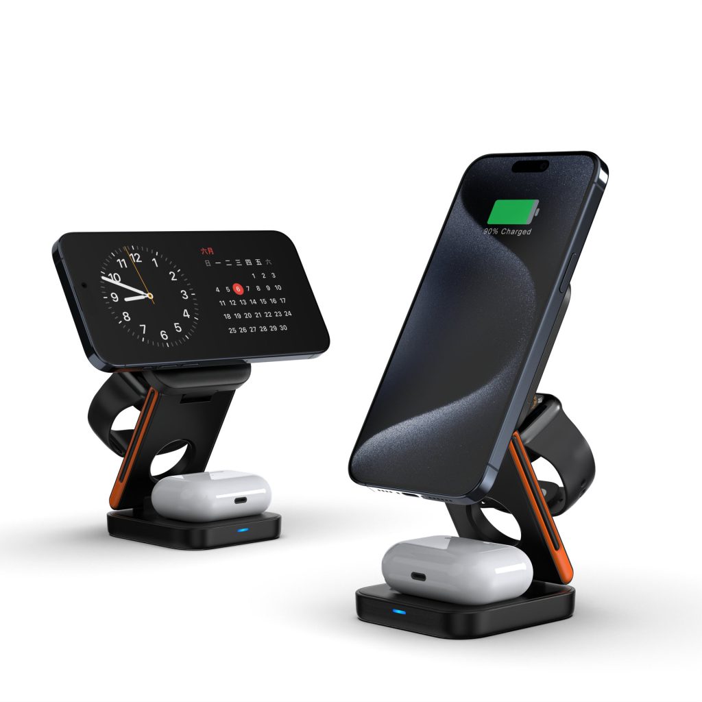 Fast Charging Station 3 in 1 Foldable Magnetic Wireless Charger Stand for iPhone 16 15 14 13 12 iWatch 10-2 Airpods Pro Max