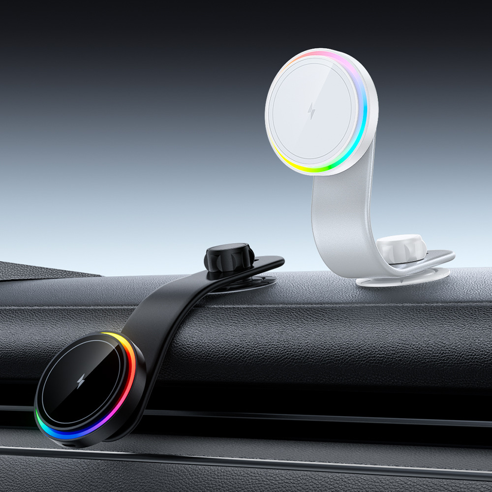 15W RGB light Car Mount Charger,IPhone Magnetic Wireless Car Charger for iPhone 16 Pro Max Accessories