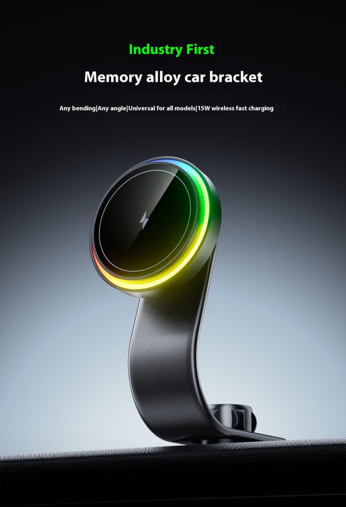 15W RGB light Car Mount Charger,IPhone Magnetic Wireless Car Charger for iPhone 16 Pro Max Accessories