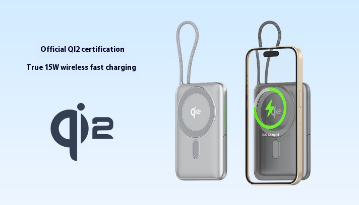 10000mAh Wireless Quick Charging Power Bank Built-in Cable Convenient Portable Power Station