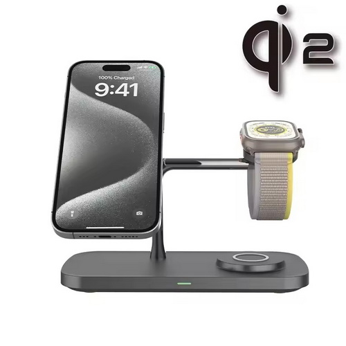 3 in 1 Foldable Wireless Charging Station Qi2 15W Fast Charging Adjustable Angle Magnetic Wireless Charging Stand for iPhone 1