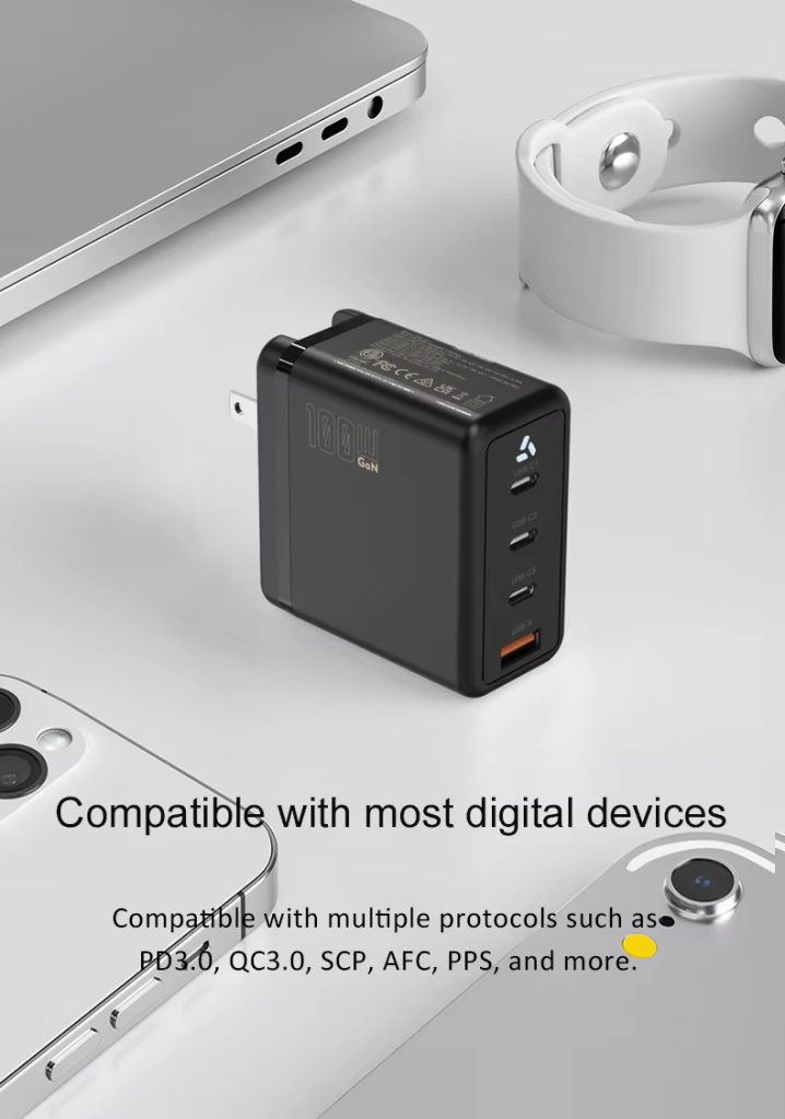 100W GaN USB C Wall Charger Nexode 4 Ports PD Fast Wall Phone Charger Android Power Adapter for iPhone MacBook Air