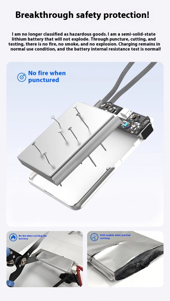 Solid-state battery magnetic wireless charging mobile power bank.