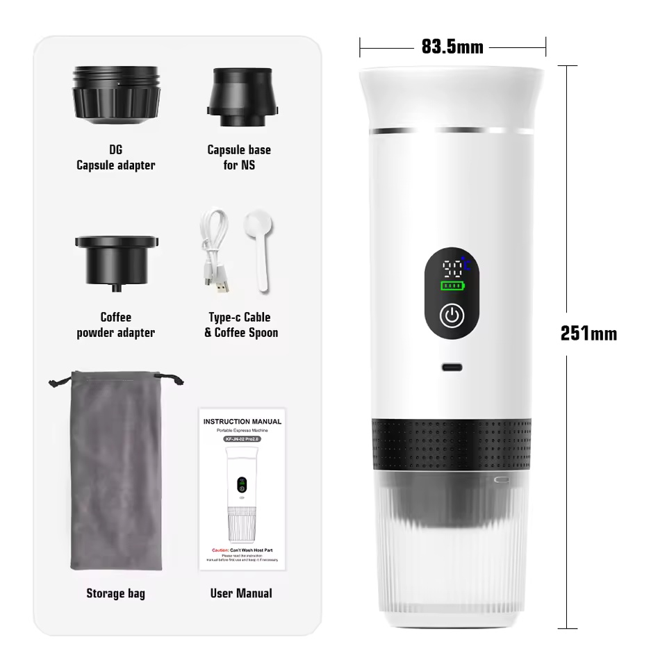 3-in-1 Capsule Coffee Maker With Digital Display Portable Espresso Coffee Machine for Car & Home Camping Coffee Maker