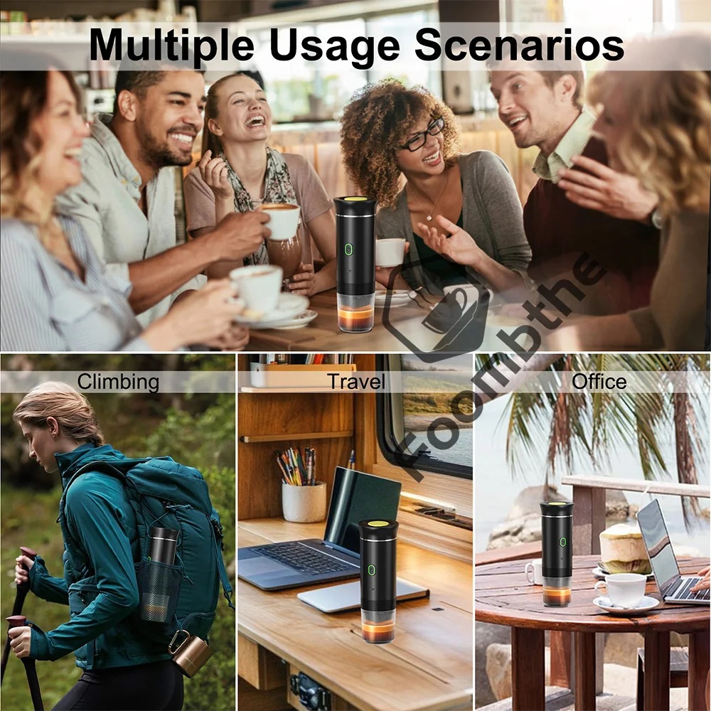 Portable Espresso Maker Pro Version Self-Heating Professional-Level Mini Coffee Machine Compatiable with Ultra-Fine Grind For Tr
