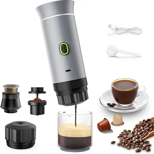 Portable Wireless Heating Coffee Machines Wireless Electric Portable Espresso Coffee Machine for Car & Home Camping Coffee Maker 3-in-1 Capsule Powder Travel Coffee Maker