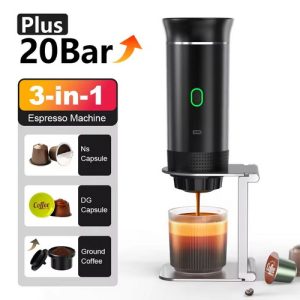 Wireless Electric Portable Espresso 3-in-1 Coffee Machine for Car & Home Camping Coffee Maker Capsule Powder Travel Coffee Maker