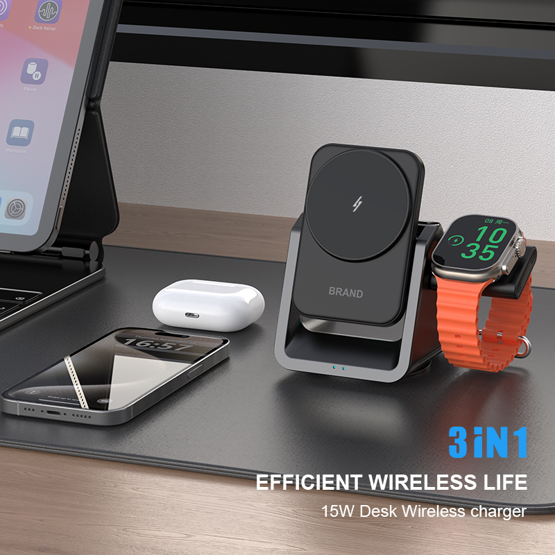 Multifunction 15W Wireless Charger 3 in 1 Folding 15W Fast Magnetic Special Charger Cell Phone Wireless Charger for Phone