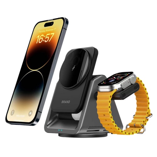 3-in-1 Wireless Charger (17) 3 in 1 Magnetic Wireless Charger Desktop Wireless Charger Mobile Phone Stand Holder with Detachable Ear Wireless Charger