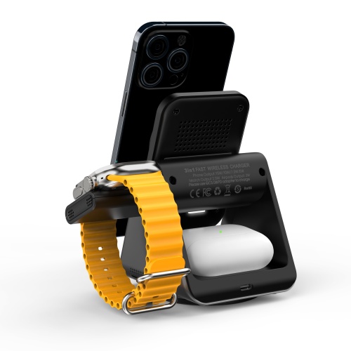 3-in-1 Wireless Charger (4) 3 in 1 Magnetic Wireless Charger Desktop Wireless Charger Mobile Phone Stand Holder with Detachable Ear Wireless Charger