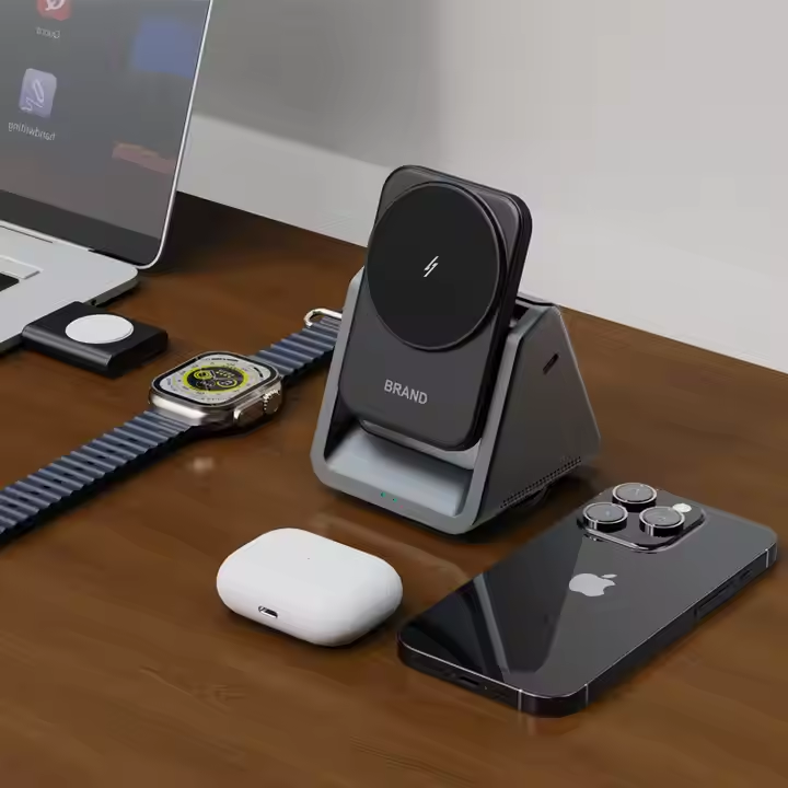 3 in 1 Magnetic Wireless Charger Desktop Wireless Charger Mobile Phone Stand Holder with Detachable Ear Wireless Charger