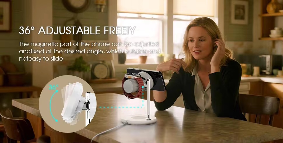 Qi22 25w Fast Charging Wireless Charger Desktop Charger for Phone 3 in 1 Wireless Charging Station