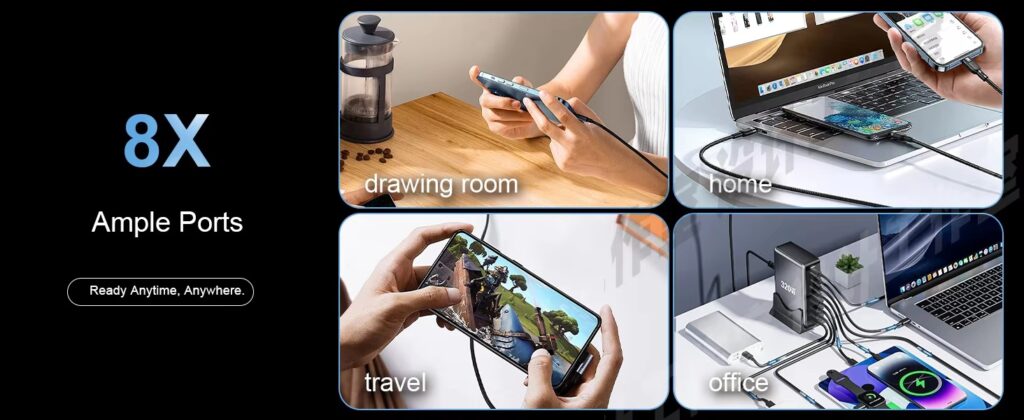 USB C Charger 500W Fast GAN Charging Block 8 Port Charging Station Hub Brick PD 100W Laptop Charger,for iPhone 16 Charger