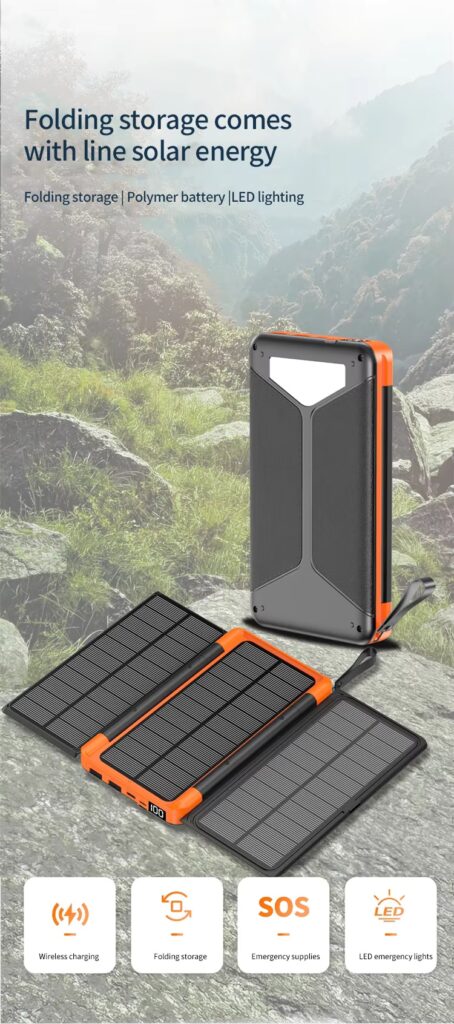 Digital Display Solar Charging Treasure Large Capacity OutdoorCamping Fast Charging Wireless Charging Mobile Power Bank