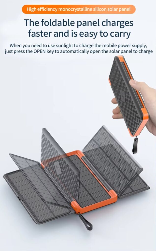 Foldable 20000mah Solar Power Bank 10000mah Magnet Wireless Charging Phone Power Station