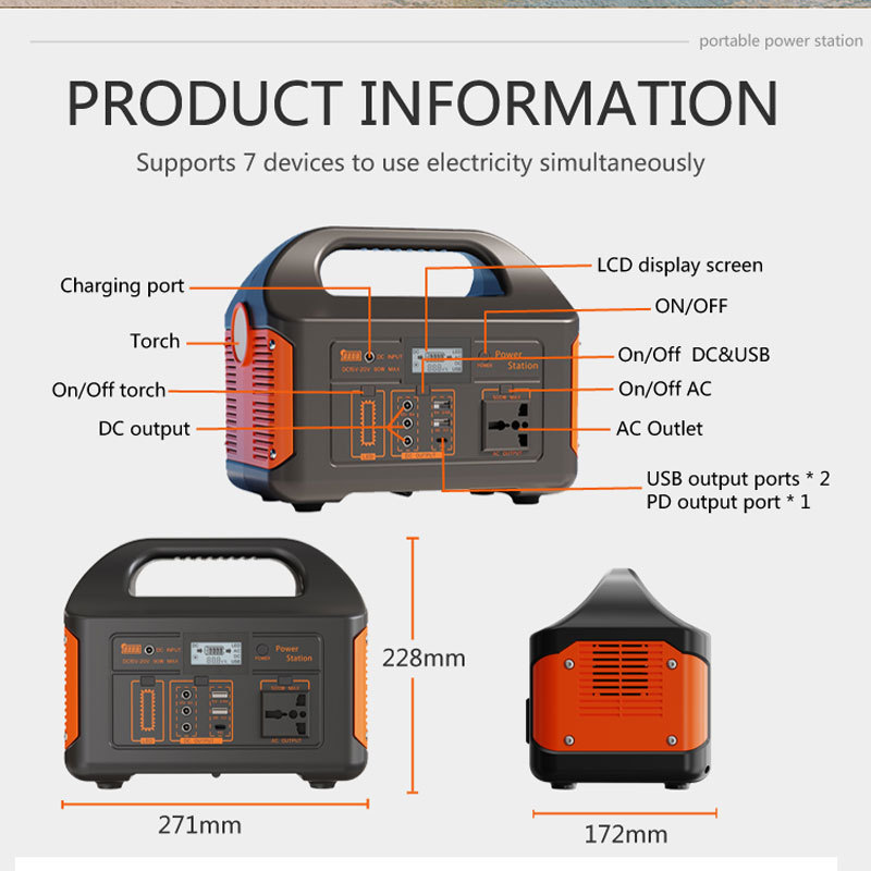 500W Portable Solar Generator, 308WH 384WH 460.8WH Mobile Power Bank, Backup LiFePO4 Battery Power Station(Solar Panel Optional)