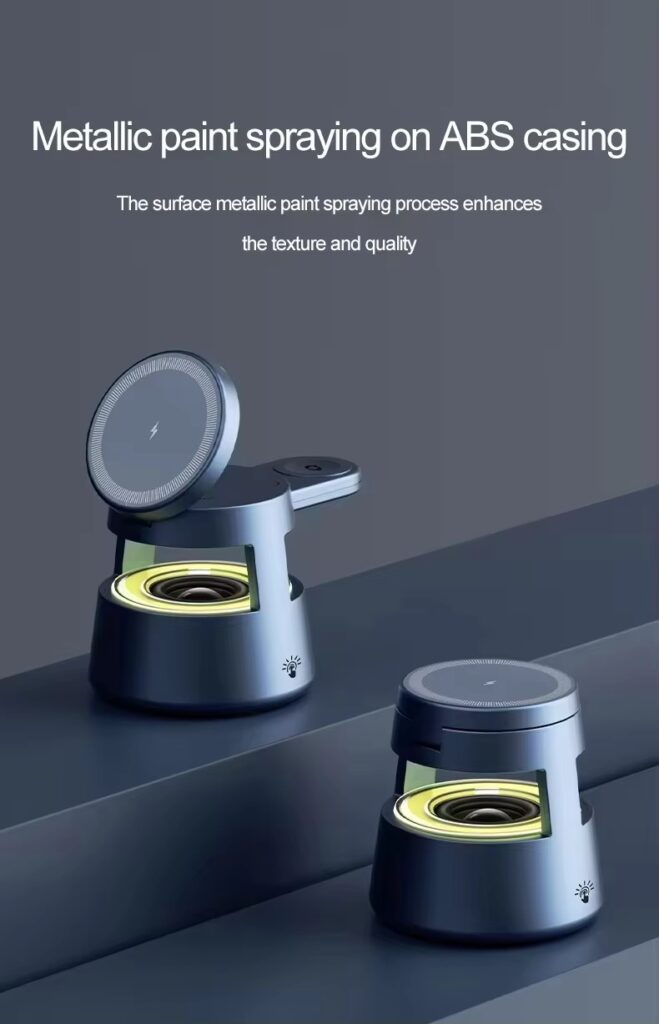 Multifunctional 5 in 1 Foldable Wireless Fast Charger Stand With BT Speaker Night Light for Phone Watch AirPods