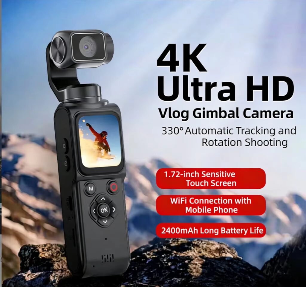  4K HD WIFI 64MP Handheld Gimbal Pocket 3 4 Camera Vlog Lens Electric Rotation TF Card Outdoor Travel Shooting DV